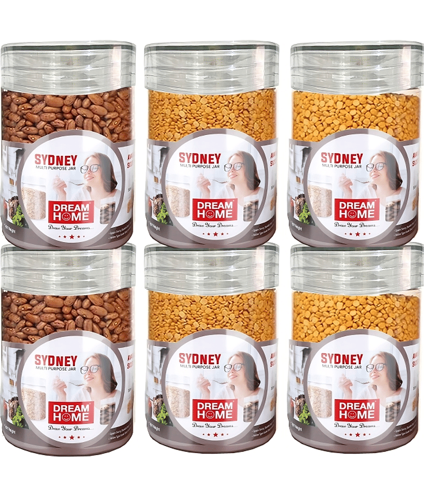 Dream Home Sydney Airtight Plastic Transparent Dal Container ( Set of 6 )