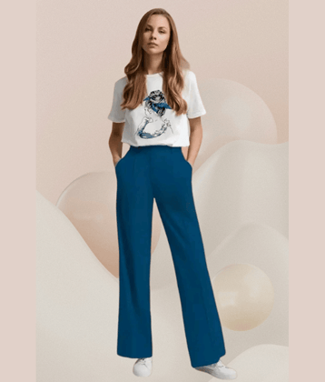 Marc Laurent Women Printed T-Shirt With Trousers Co-Ord Set ( Black )