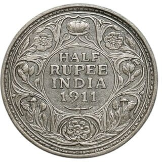 Half Rupee 1911 British India King George Coin