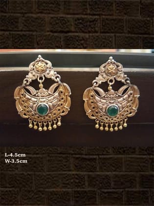 Egyptian design green stone earring