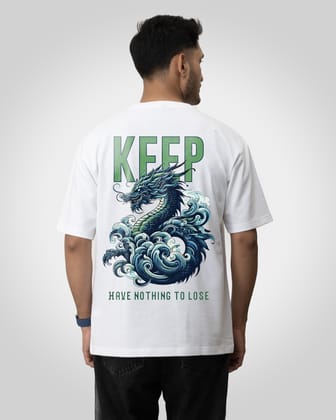 Fiery dragon Unisex printed graphic oversized t-shirt-White / S