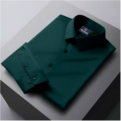 Men's Formal Regular Fit Cotton Full Sleeve Shirt-TEAL GREEN-S