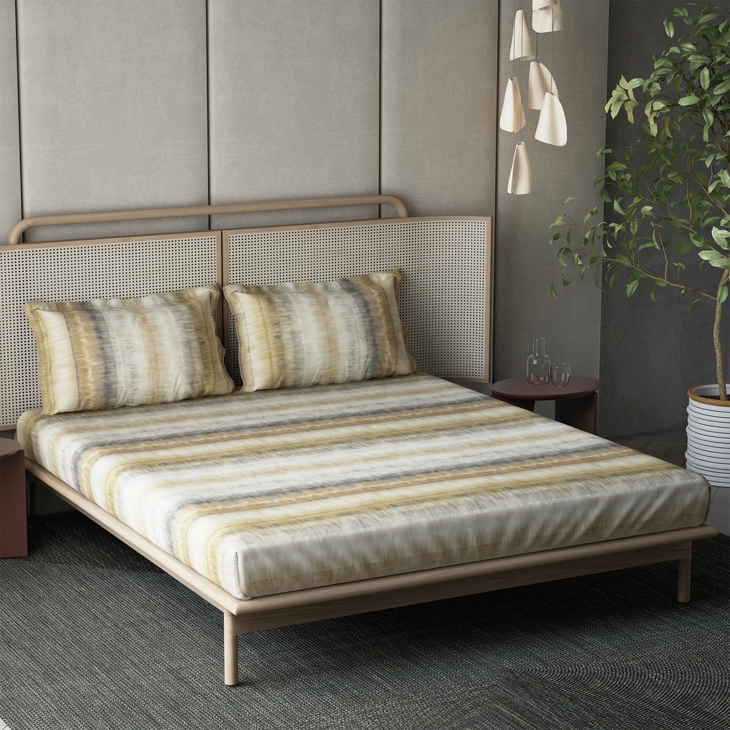 DDECOR - Esteem Collection 100% Cotton Abstract Pattern 210TC Super King |274 CM X 274 CM| Beige