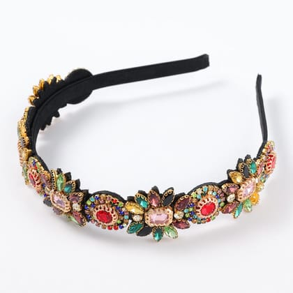 Peonies | Delicate Detail Crystal Hair Band-Multi