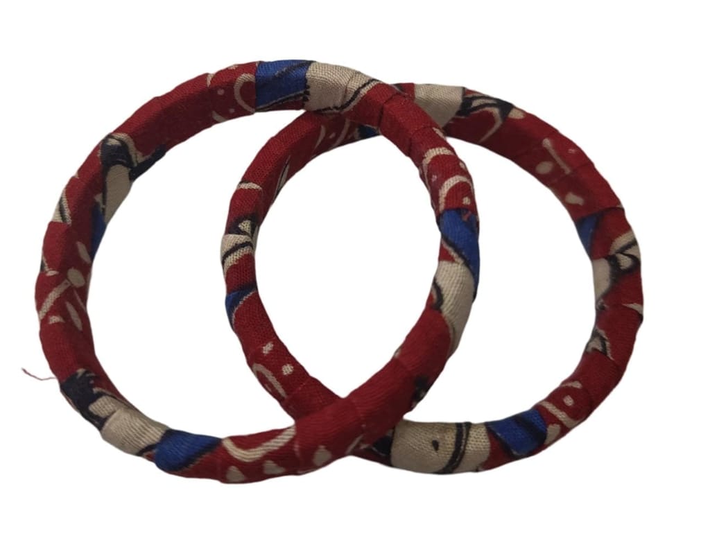 Red and Blue Fabric Bangles