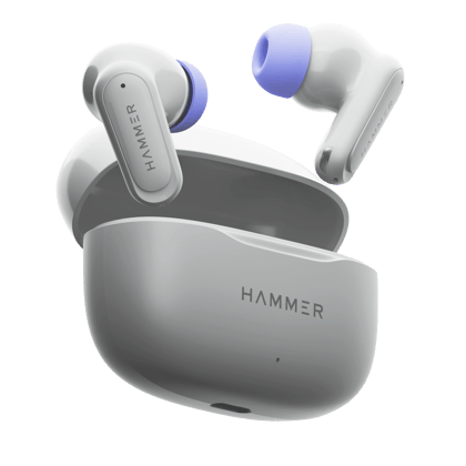 Hammer Airflow Neo TWS - 80H Playtime, 13mm Titanium Driver, ENC with 2 MEMS Mics (Grey) Hammer Airflow Neo TWS - 80H Playtime, 13mm Titanium Driver, ENC with 2 MEMS Mics (Grey) - Gray