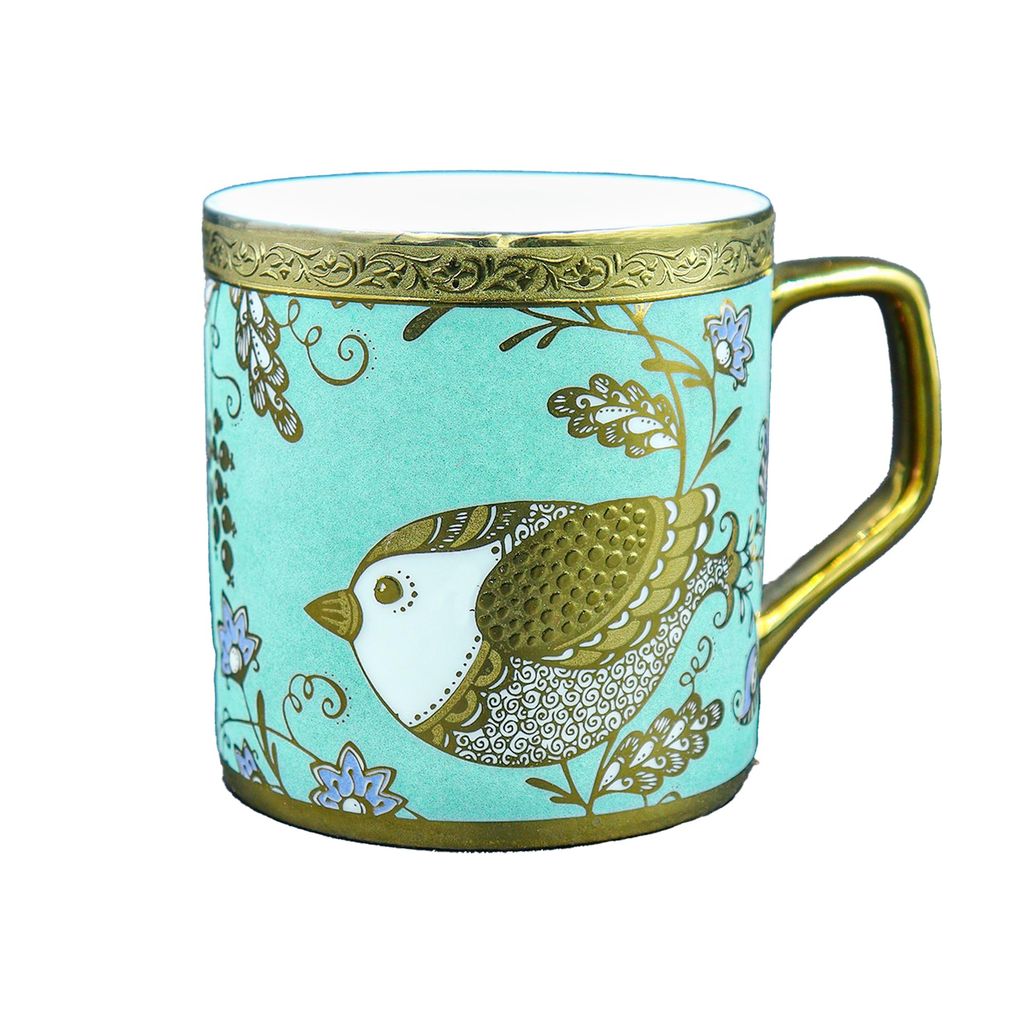 Femora Ceramic Goldcrest Green Tea Mugs, Ceramic Tea Cups, Coffee Mugs (180 ml, Golden) - 6 Pcs Set