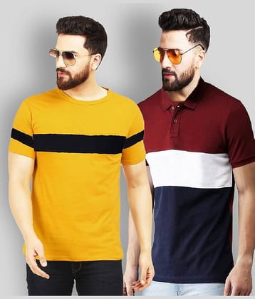 Leotude Pack of 2 Cotton Blend Regular Fit Men's T-Shirt ( Multicolor )