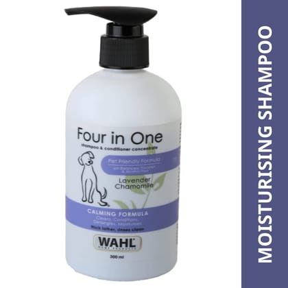 Wahl Four in One Lavender Chamomile Calming Shampoo for Dogs Wahl Four in One Lavender Chamomile Calming Shampoo for Dogs - 300mL Wahl Four in One Lavender Chamomile Calming Shampoo for Dogs Wahl Four in One Lavender Chamomile Calming Shampoo for Dogs - 300mL