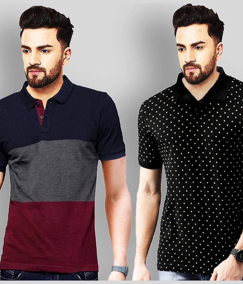 Leotude Pack of 2 Cotton Regular Fit Men's T-Shirt ( Multicolor )