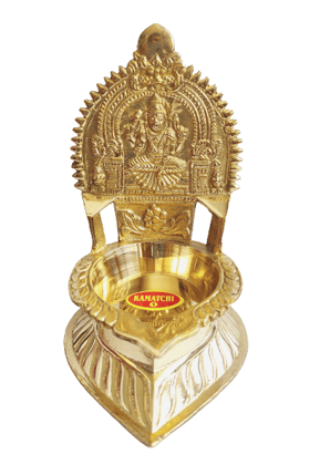 NAAYAGI - PURE BRASS KAMAKSHI DIYA / kamakshi VILAKKU / DEEPAM -SMALL sized 5.3 inch High