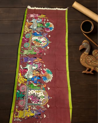 Syaahi Mangalagiri Silk Deep Maroon Dupatta
