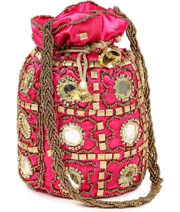 Bulbul Pink Silk Potli