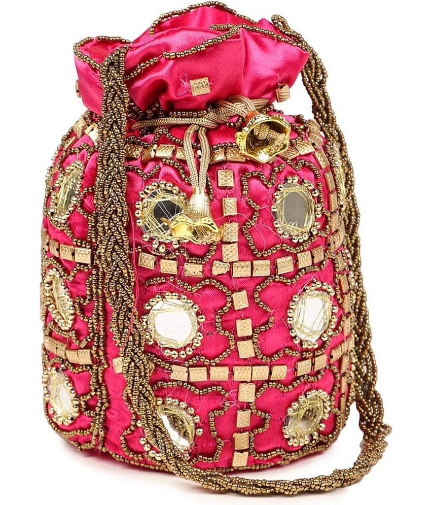 Bulbul Pink Silk Potli