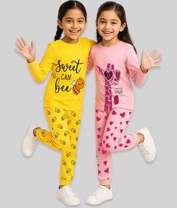 Kuchipoo Pack of 2 Girls Cotton Blend T-shirt & Pants ( Multicolor 12 )
