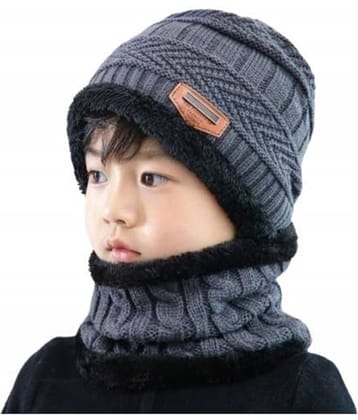 ATIPRIYA Grey Woollen Men's Cap ( Pack of 1 )