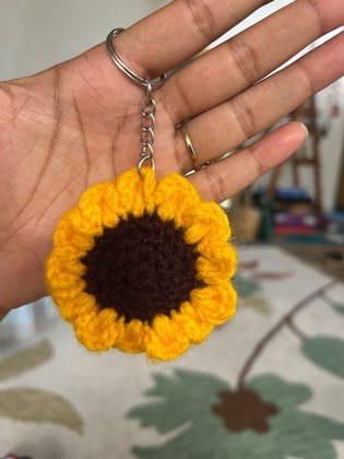 Crochet Sunflower Keychain
