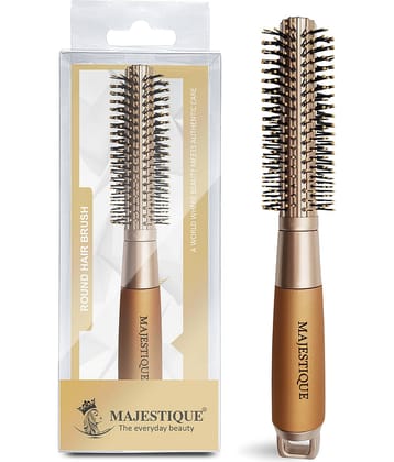 Majestique Golden Series Round Hair Brush for Blow Drying Nylon Bristles for Men, Women - 1 Pcs