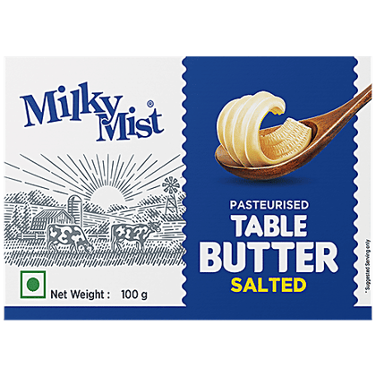 Milky Mist Table Butter - Salted, Pasteurised, Rich, Creamy, 100 g