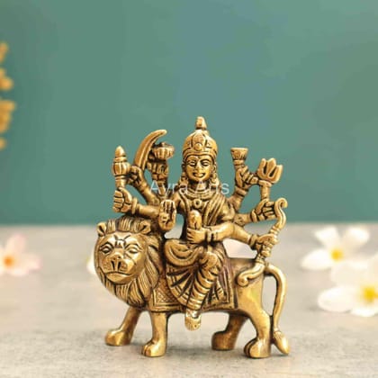Brass Shri Maa Durga Idol - 4 Inch Height