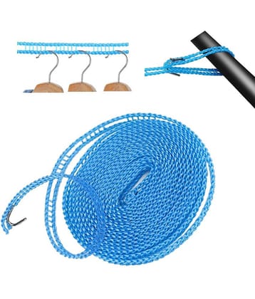 RAMDEV ENTERPRISE 5 Meters Windproof Anti-Slip Clothes Washing Line Drying Nylon Rope with Hooks