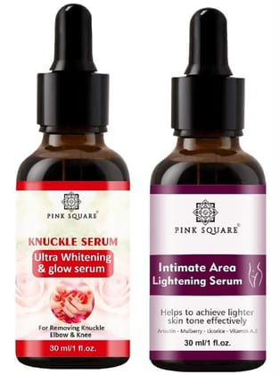 Knuckle Serum for Ultra Whiten & Glowing Skin & Intimate Area Lightening Serum for Lighter Skin Tone Effectively (Each,30ml) - Set of 2 Items