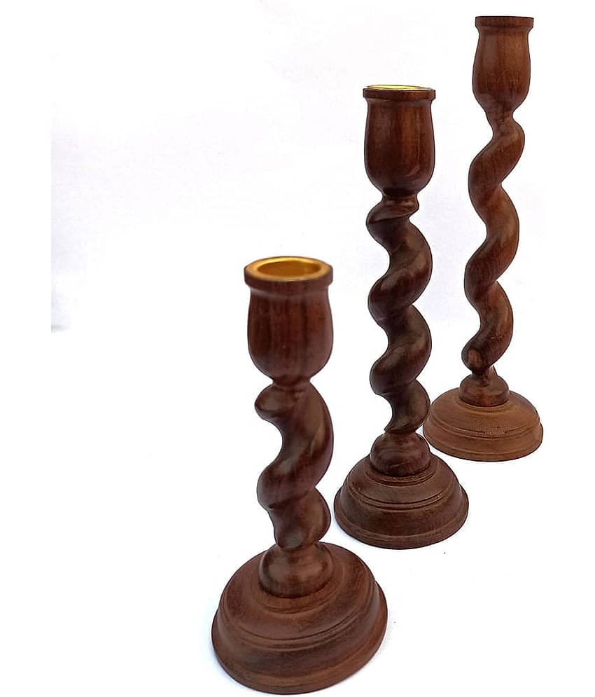 SWH Table Top Wood Tea Light Holder - Pack of 3
