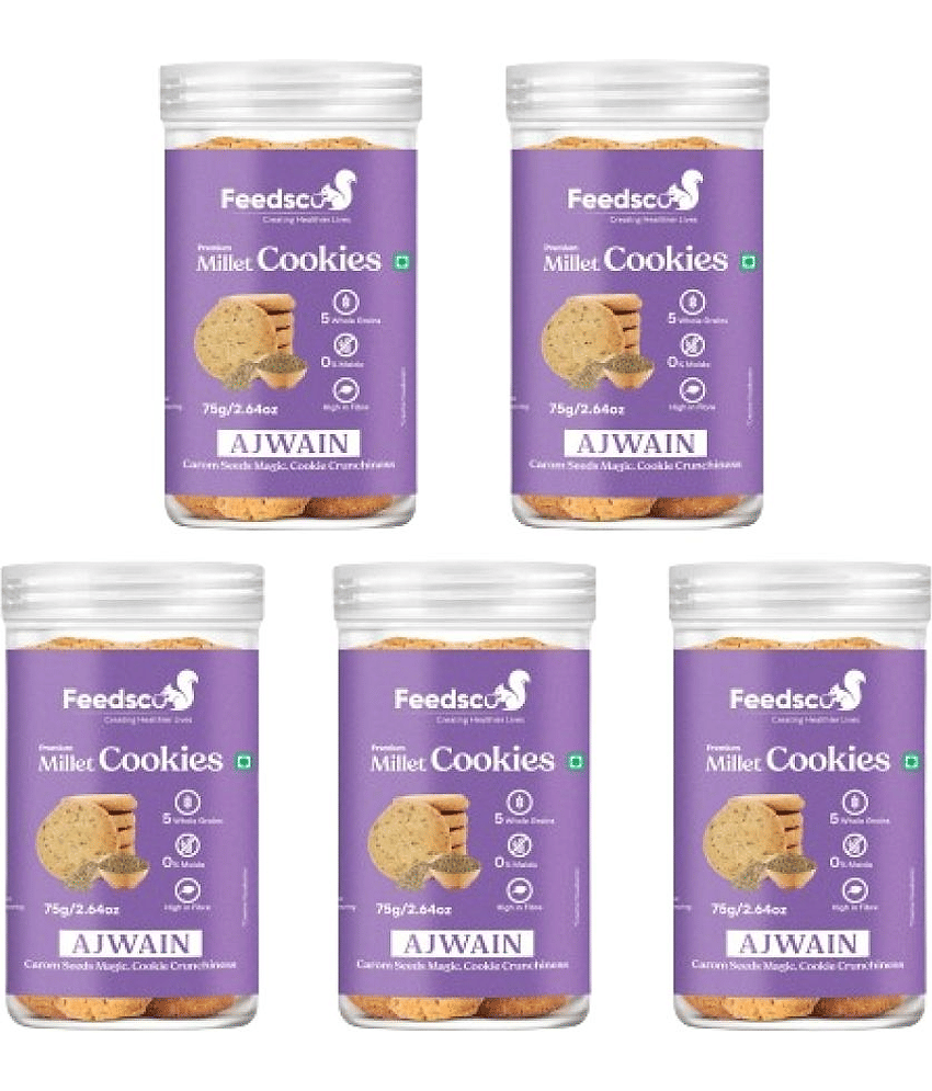 Feedsco Ajwain Cookies 75 g Pack of 5
