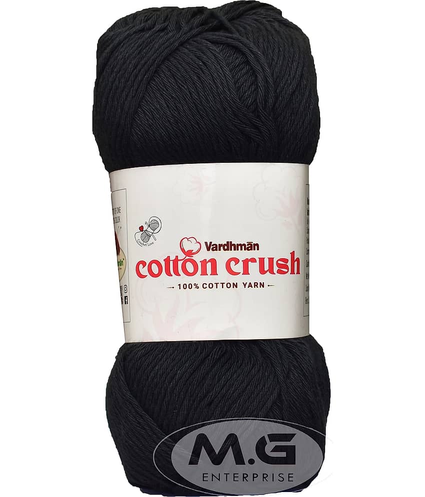 Vardhman Cotton Crush 8-ply Black 600 GMS 100% Cotton Ball Hand Knitting Cotton/Art Craft Soft Fingering Crochet Hook Yarn, Needle Knitting Yarn Thread Dyed-BC Art-AFCB