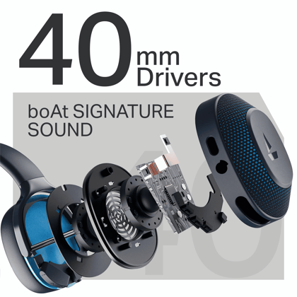 boAt Rockerz 413 | Wireless Headphones with 40mm Drivers, BEAST Mode, ENx Tech & 60H Playback boAt Rockerz 413 | Wireless Headphones with 40mm Drivers, BEAST Mode, ENx Tech & 60H Playback - Oceana Blue