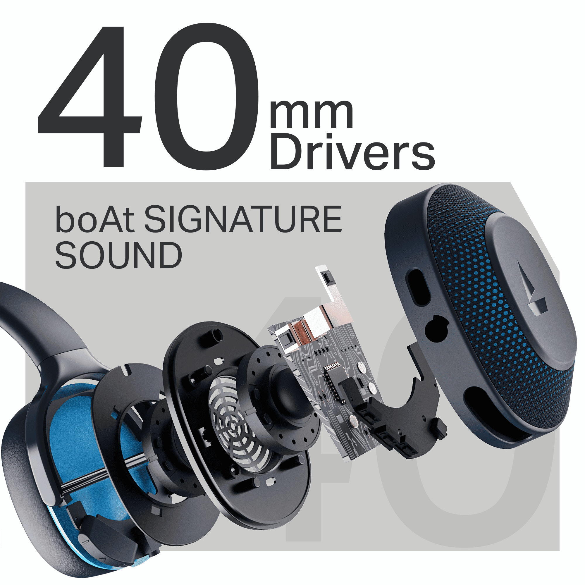 boAt Rockerz 413 | Wireless Headphones with 40mm Drivers, BEAST Mode, ENx Tech & 60H Playback boAt Rockerz 413 | Wireless Headphones with 40mm Drivers, BEAST Mode, ENx Tech & 60H Playback - Oceana Blue
