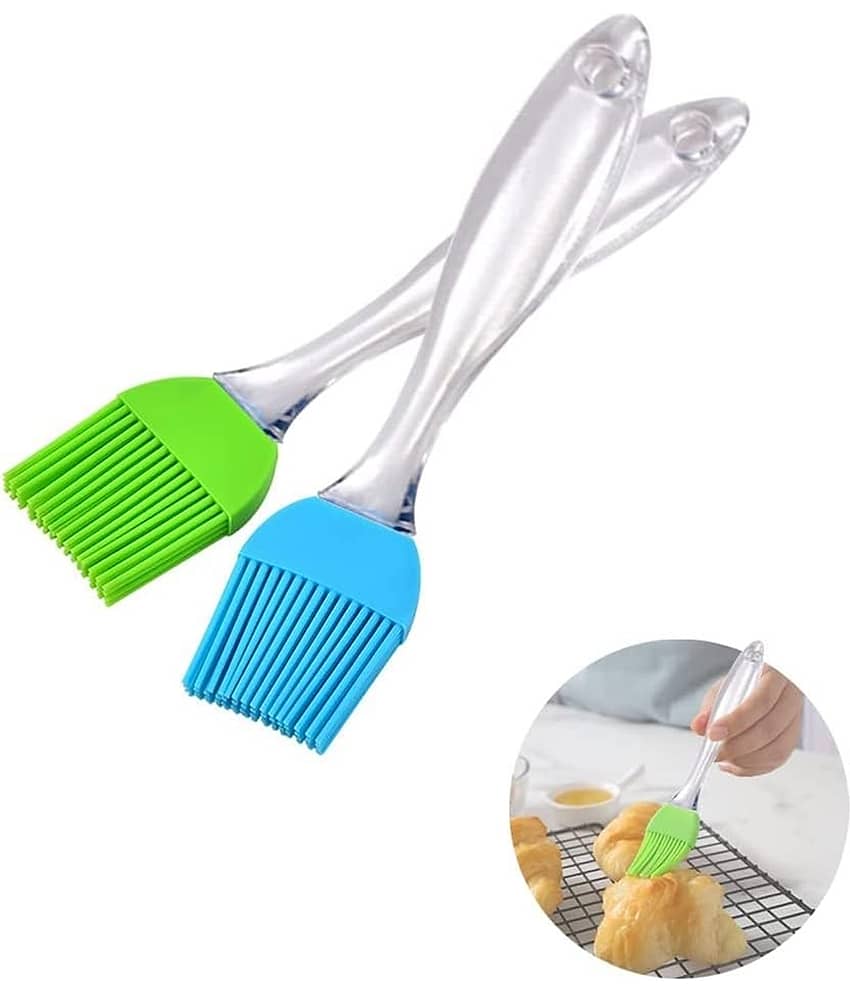 Silicone Oil & Pastry Brush Set for Baking, BBQ & Cooking | Heat Resistant Food Grade Basting Brush with Transparent Handle – Pack of 2