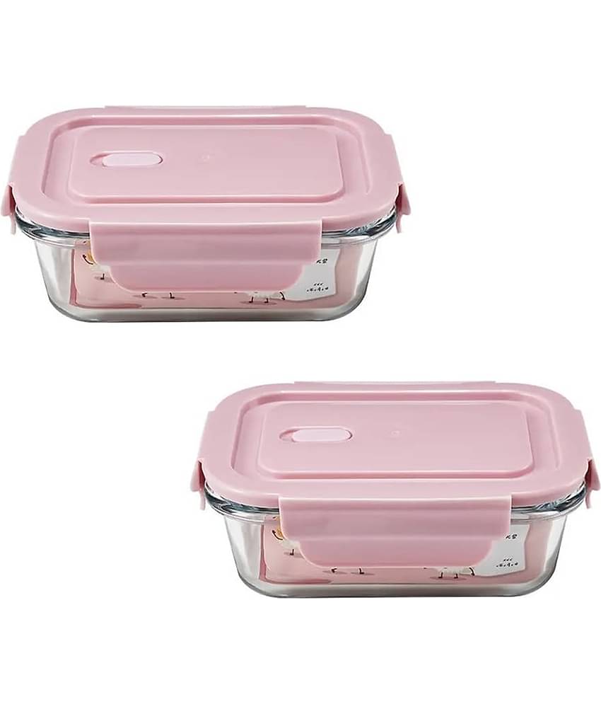 ATIPRIYA Borosilicate 410 ml Glass Multicolor Multi-Purpose Container ( Set of 2 )