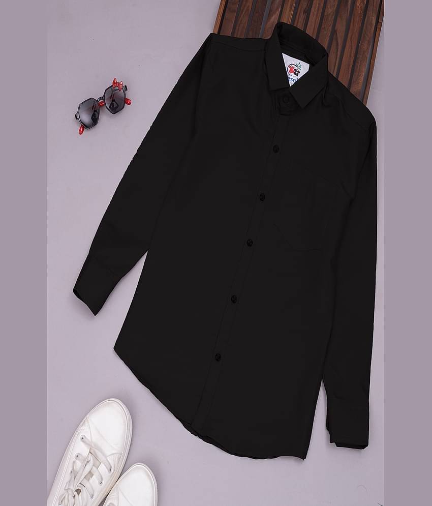 CRESALE Pack of 1 Boys Cotton Blend Full Sleeves Shirt ( Black )