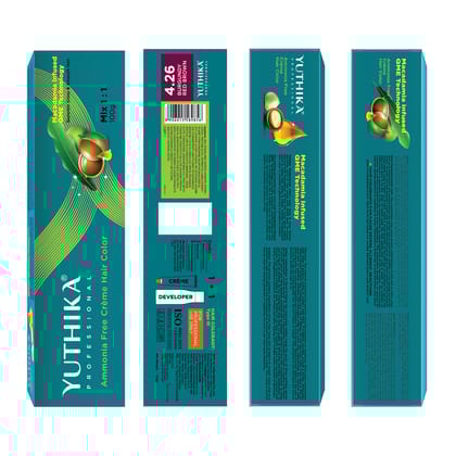 Yuthika Professional Creme Hair Color 4.26 Burgundy Red Brown 100gm Permanent Hair Colour, Professional Salon Hair Colour