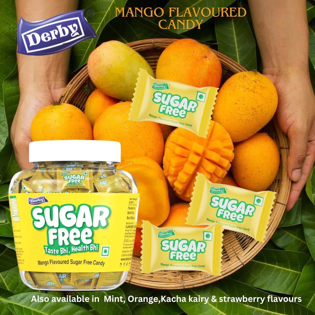 Derby Mango Flavoured Sugar - Free Hard Candies Approx 115 Candies - 330g