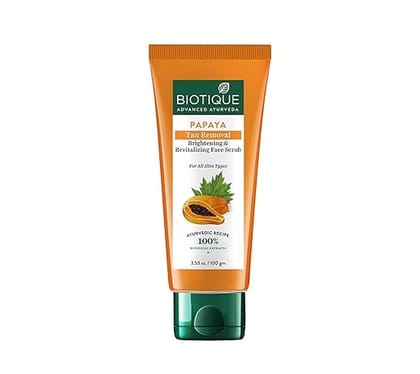 Biotique Papaya Tan Removal Brightening & Revitalizing Face Scrub 100g tube