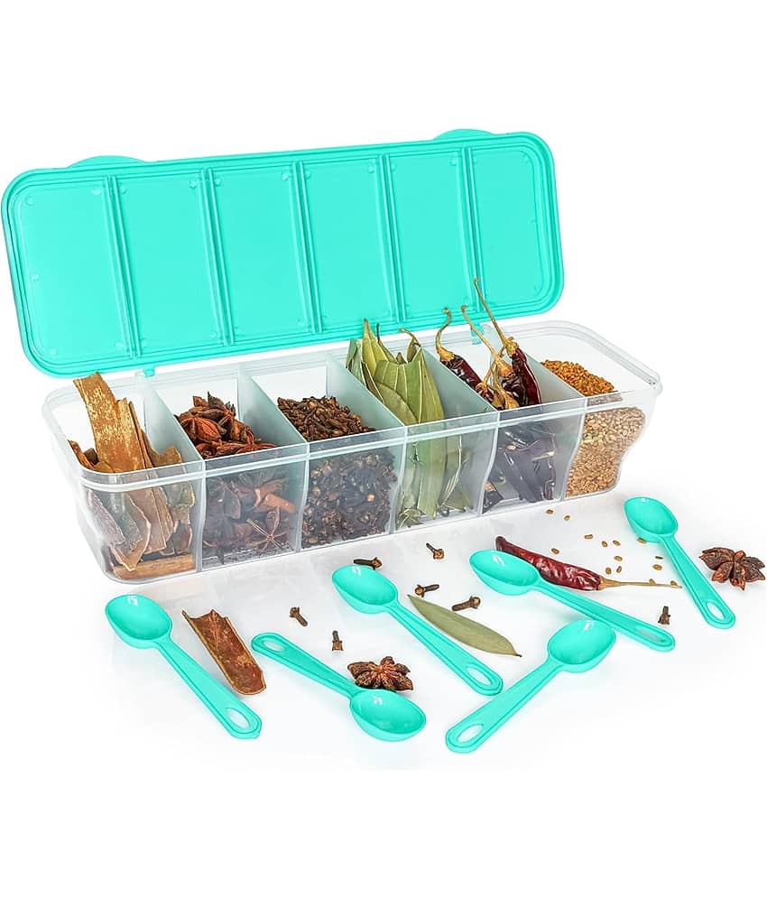Dinely Masala Box Plastic Green Spice Container ( Set of 1 )