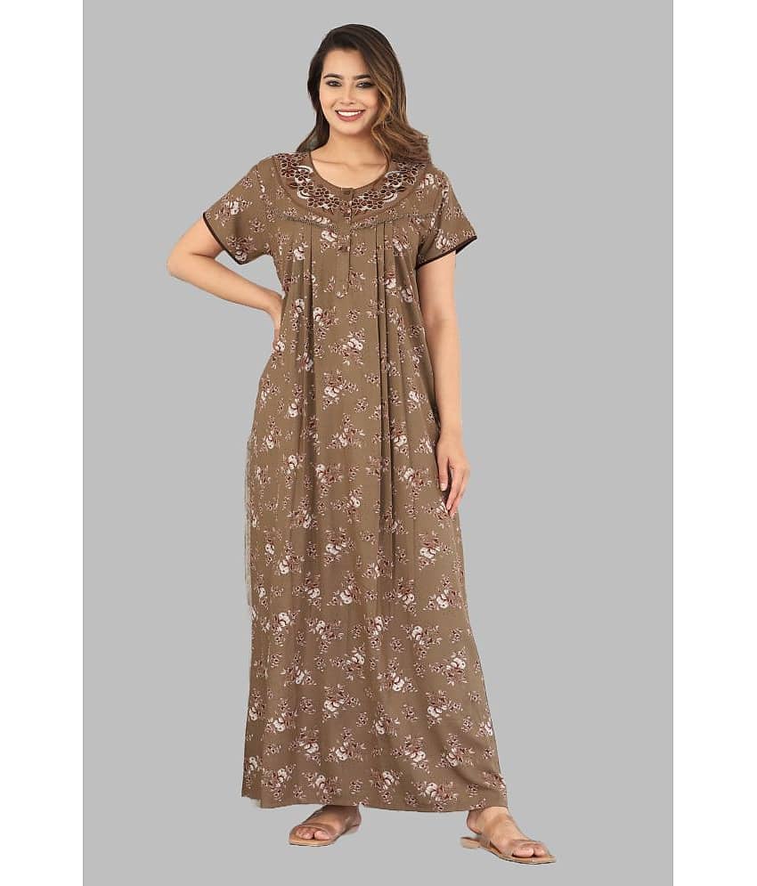 G4Girl Beige Rayon Women's Nightwear Nighty & Night Gowns ( Pack of 1 )