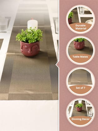 VON CASA Light Green Table Runner with Placement Pack Of 7
