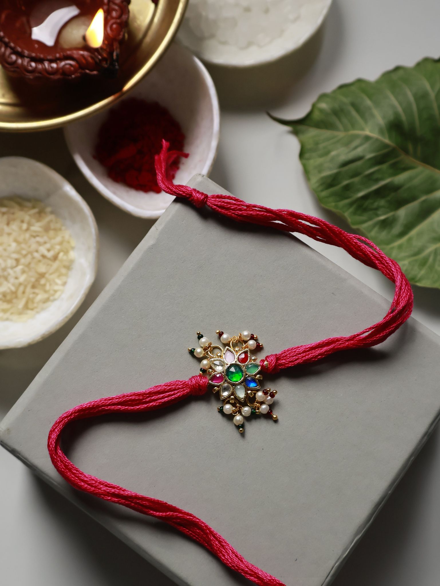 Ashta Multicolored Floral Rakhi-Multicolored