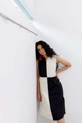 Chalk and Coal Color Block Dress-S