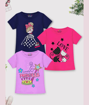 Trampoline Pack of 3 Girls Cotton Blend T-Shirt ( Multicolor )