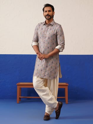 Printed pathani salwar set-XS/36 / Kurta Churidaar Set