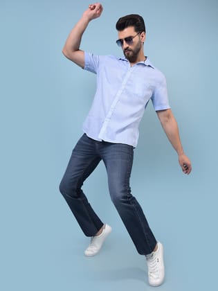 Blue Linen Shirt-M / Blue