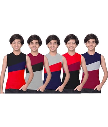 Drako Pack of 5 Boys Cotton Vest ( Multicolor )