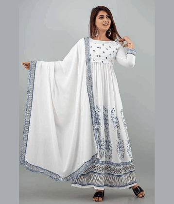 ASHISH PRINT - Blue Rayon Women's Nayra Kurti ( Pack of 1 )