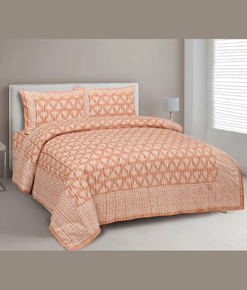 CLOTHORO Cotton 1 Double King Bedsheet with 2 Pillow Covers ( Brown )