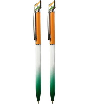UJJi Flag Mounted Pack of 2pcs (Blue Ink) Ball Pen