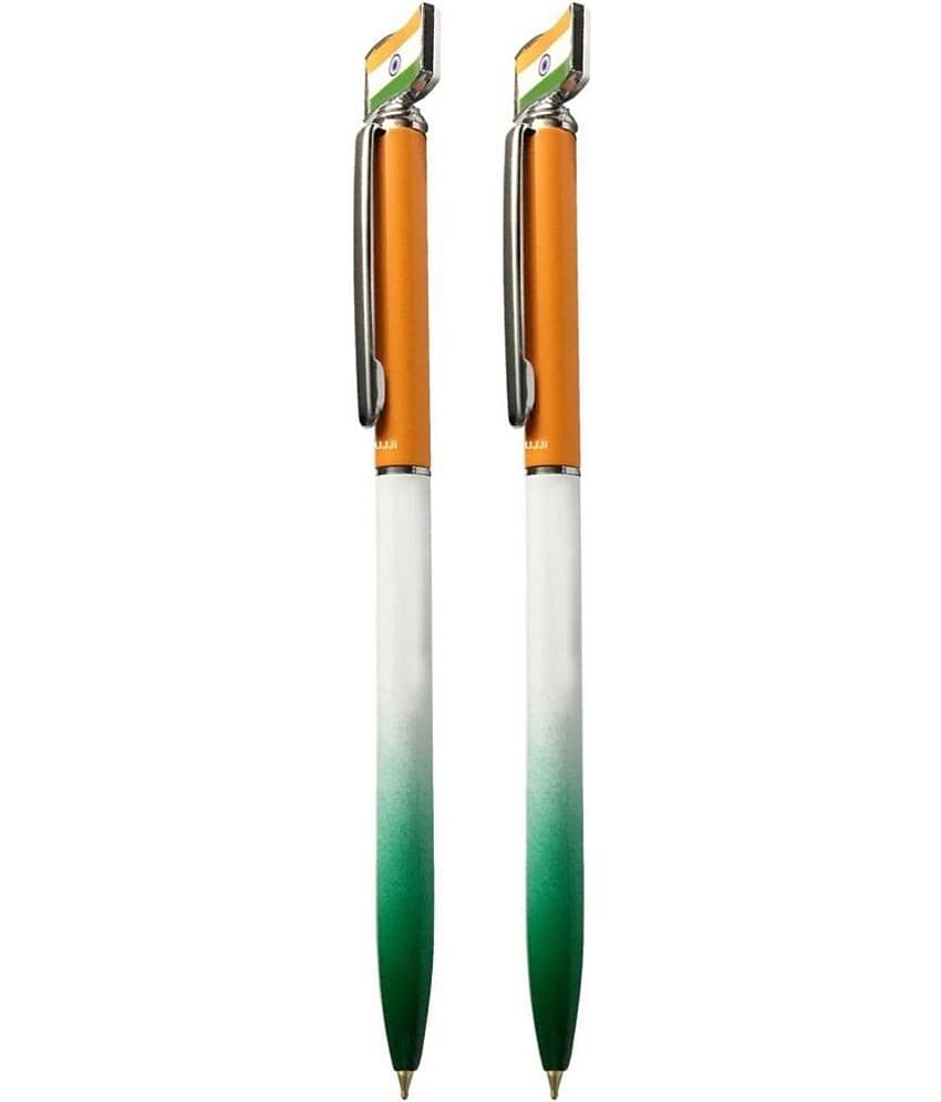 UJJi Flag Mounted Pack of 2pcs (Blue Ink) Ball Pen